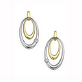 10K Two-Tone Gold Double Oval Stud Earrings with Diamond (0.08 CT. T.W.)